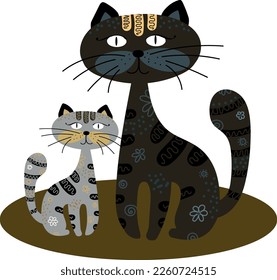 Two cute cats.  Vector file for designs.