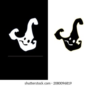 two cute character strong logo icons in black and white