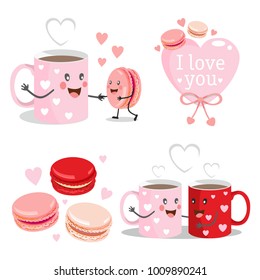 Two Cute Characters in Love. Hand Drawn Vector Illustration.