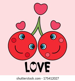Two cute cherries in love
