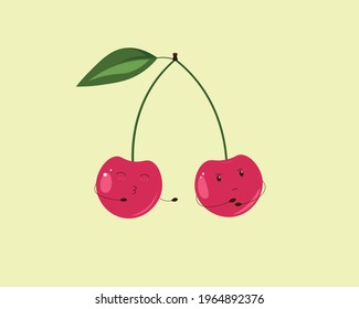 Two cute cherries in quarrel