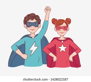 Two cute children super heroes