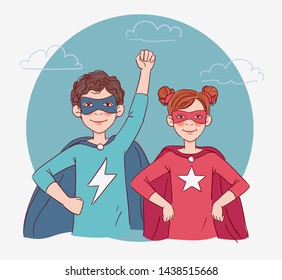 Two cute children super heroes