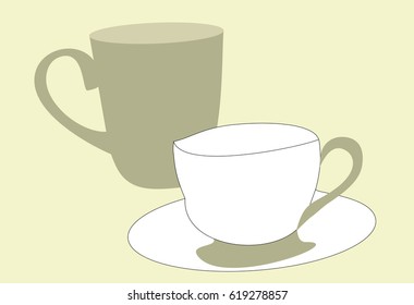 Two cute cups for coffee or tea.