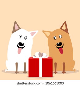 two cute dogs flat vector