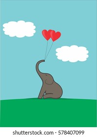 Two cute elephants creating heart symbol