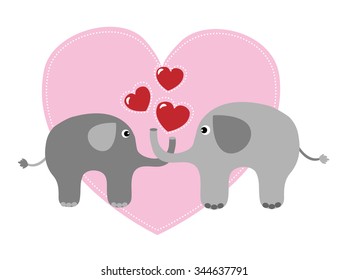two cute elephants in love