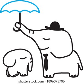 Two cute elephats - father and kid