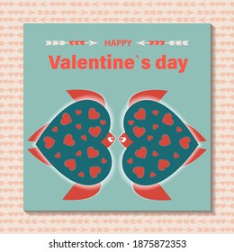 Two cute enamored sea turtles. Valentine's day concept. vector illustration. 