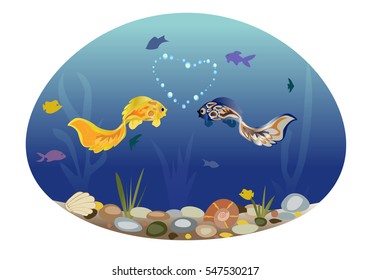 Two cute fish in love