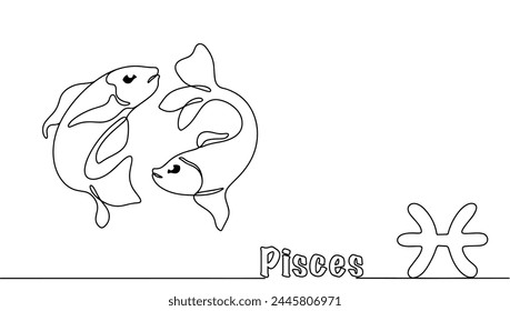 Two cute fish next to each other as a symbol of the zodiac sign Pisces. Astrological symbol. Simple vector illustration.