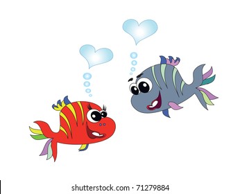 Two cute  fishes ,vector