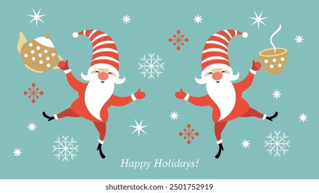 Two cute funny Christmas Gnomes, Christmas Card