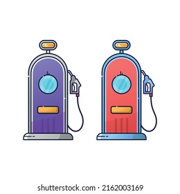 Two cute gas stations drawing vector art on a white background.