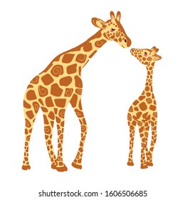 Two Cute Giraffes Isolated On White Stock Vector (Royalty Free ...