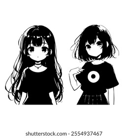 two cute girl anime character 