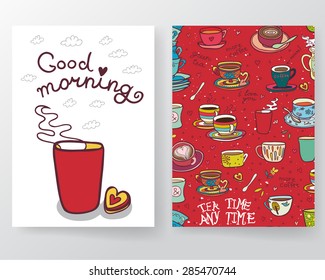 Two cute good morning cards with cups.