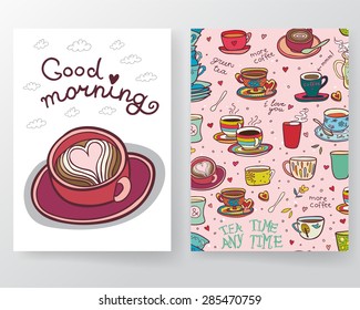 Two cute good morning cards with cups.