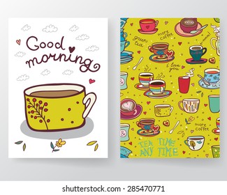 Two cute good morning cards with cups.