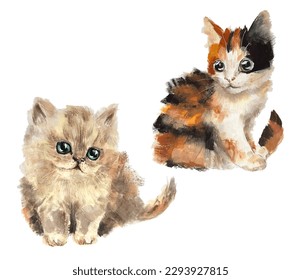 Two cute hand-drawn vector cats