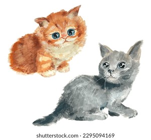 Two cute hand-drawn vector cats