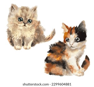 Two cute hand-drawn vector cats