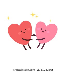 Two cute heart characters hugging and expressing love, care, and affection. Ideal for romantic designs, Valentine’s cards, and relationship themed projects.