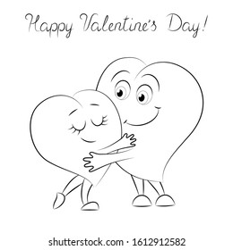 Two cute hearts are hugging. Can be used to decorate clothes, dishes, gift wrapping and other.