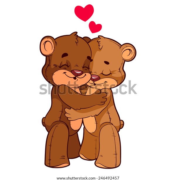 Illustration Cute Couple Teddy Bear Hugging Stock Vector Royalty Free 20a 