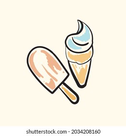 Two cute Ice Cream Vector Illustration. good to use for decoration image, sticker etc. 