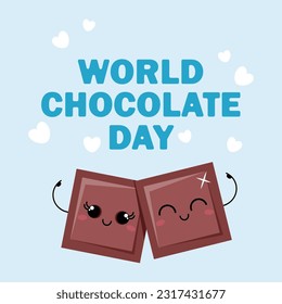 Two cute kawaii chocolates for world chocolate day