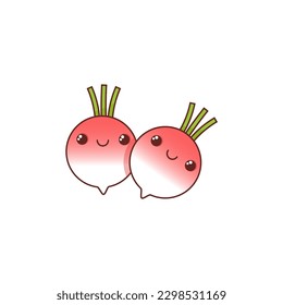 Two cute kawaii style radishes