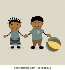 Two cute kids with a ball