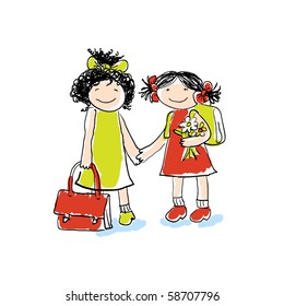 Two cute kids going to School