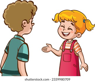 two cute kids talking cartoon vector