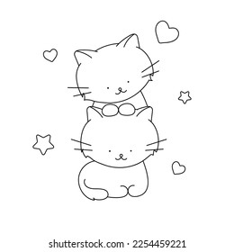Two cute kittens. Vector illustration.