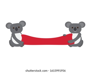 Two Cute Koala Holding Red Sign