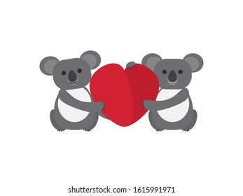 Two Cute Koala Holding Red Sign