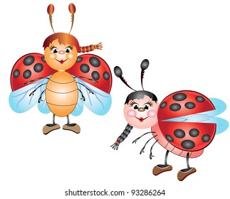 Two cute ladybugs,vector