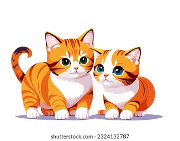 two cute little cat vector illustration