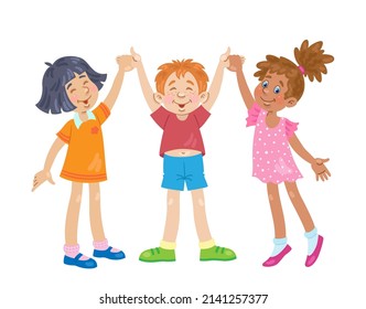 337 Three friends holding hands cartoon Images, Stock Photos & Vectors ...