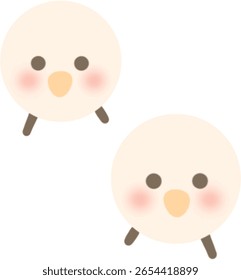 Two cute little white birds with pink cheeks.