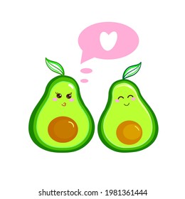 Two cute and in love avocados