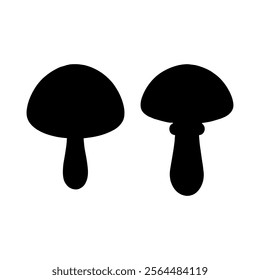 Two cute mushroom silhouette icon vector illustration design on white background.