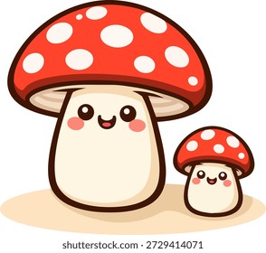 Two cute mushrooms and