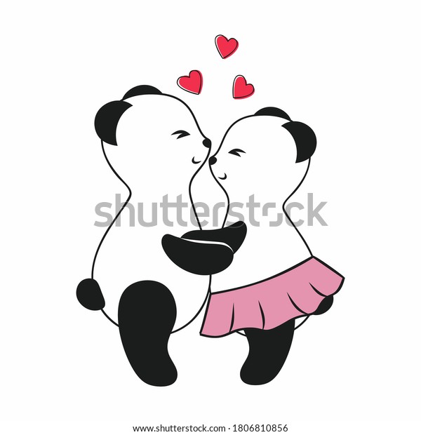 Two Cute Pandas Hug Love Each 库存矢量图（免版税）1806810856 Shutterstock 