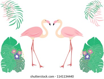 Two cute pink flamingo.