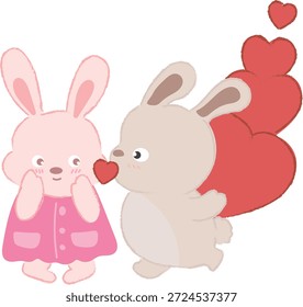 Dos conejos lindos con el corazón rojo
