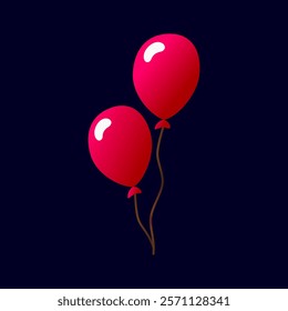 Two cute, red balloons floating happily, spreading joy and cheer