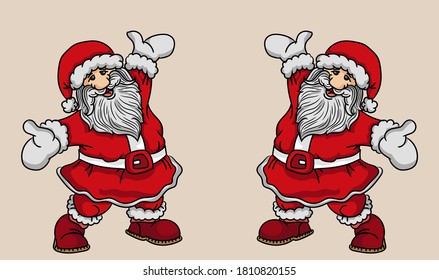 two cute santa illustration drawn as vector, fabric design, funny cartoon, wallpaper design and 
T-shirt 
